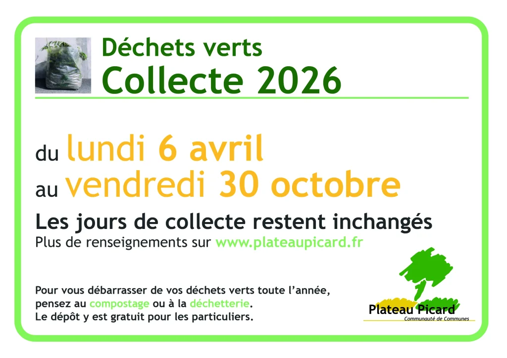 Lire la suite de l'actualité Collecte des déchets verts: les vendredis du 10 avril au 30 octobre 2026